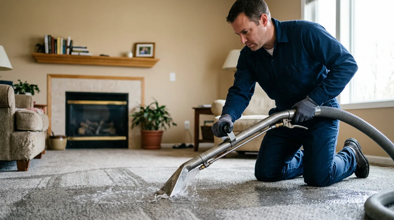 Water damage restoration technician working near Avery, TX